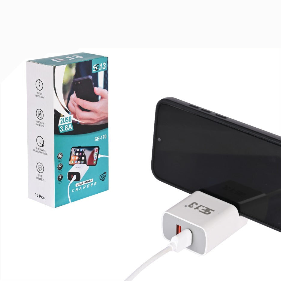 SE.13 S-170 3.8A Dual USB charger with Stand-Micro