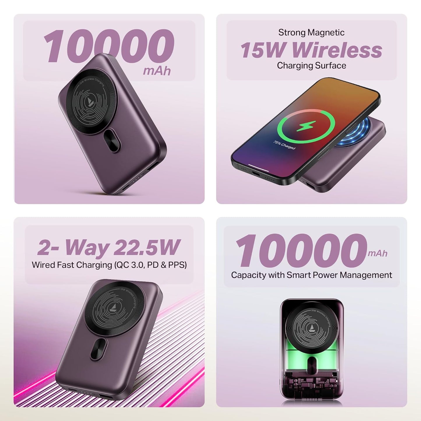 Boat EnergyShroom PB331 (Magsafe) Wireless 10k powerbank (Mixed colors)